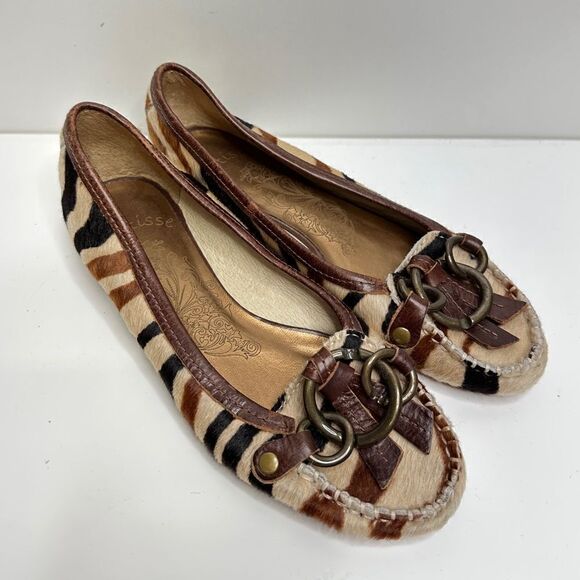 Matisse Ponyhair Exotic Animal Print Leather Upper Flats Size 6.5 - Picture 3 of 11